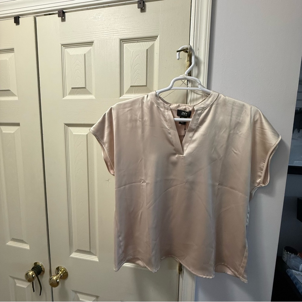 JNY Women's Cream Satin Top